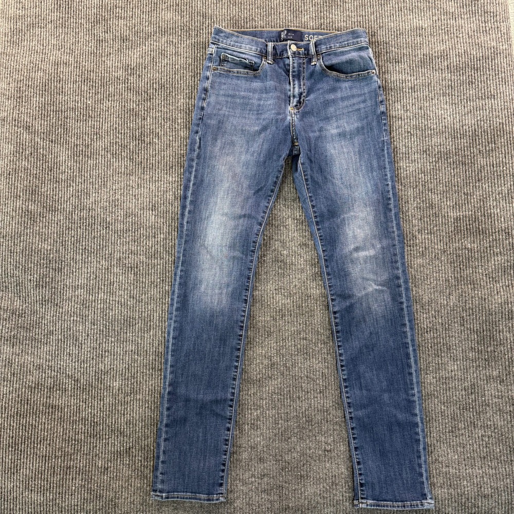 Gap Soft Wear Mens Slim Fit Jeans 30x34 Blue Stretch Denim Faded Clean Casual